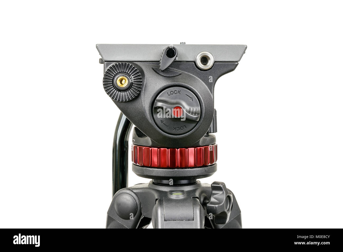 Video tripod head with white background. Stock Photo