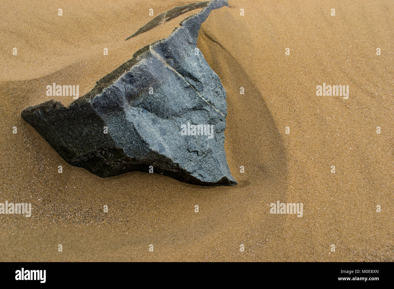Rock embedded in wind blown sand Stock Photo