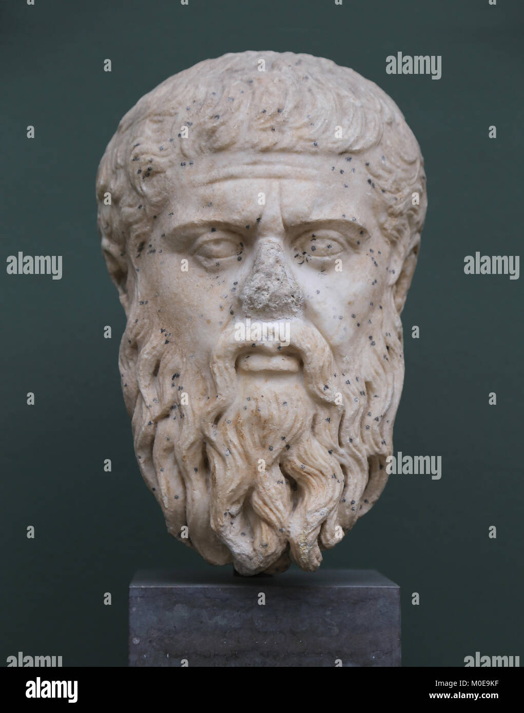 The philosopher Plato (428-348 BC) Head portrait, marble. Roman copy of Greek original. 4th century BC. Stock Photo