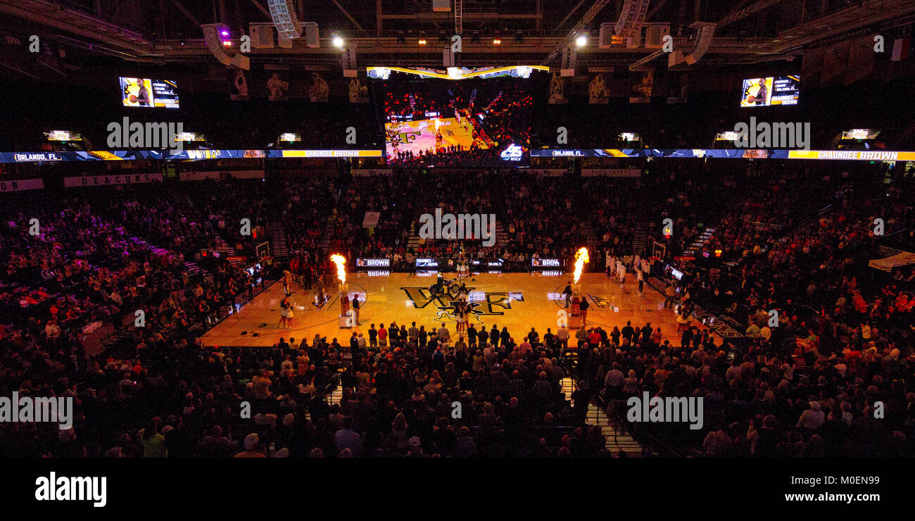 Winston-Salem, NC, USA. 21st Jan, 2018. overview of LJVM Coliseum before the ACC Basketball matchup at LJVM Coliseum in Winston-Salem, NC. (Scott Kinser/Cal Sport Media) Credit: csm/Alamy Live News Stock Photo