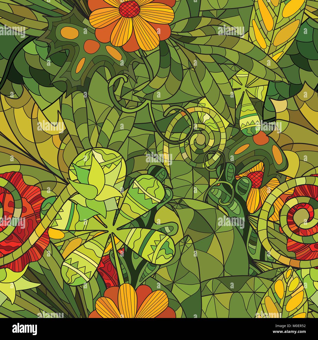 hand drawn vector floral seamless pattern Stock Vector Image & Art - Alamy
