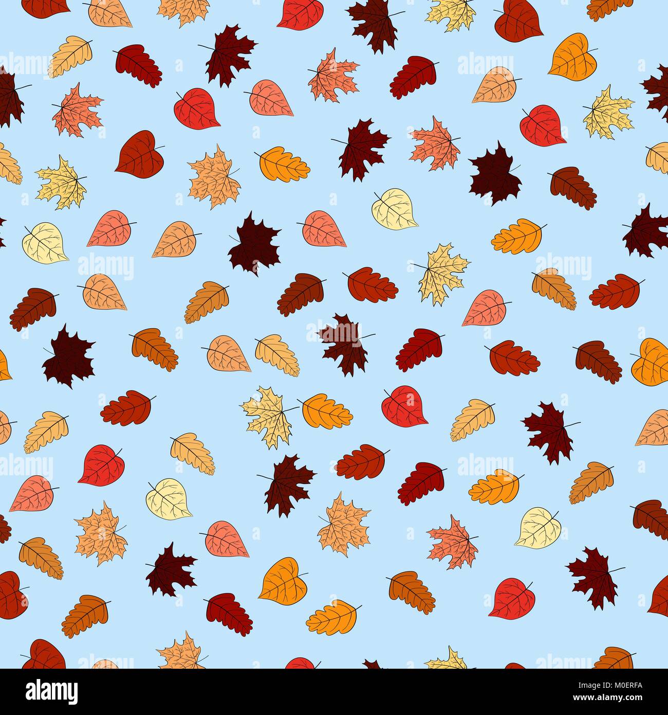 abstract vector doodle autumn leaves seamless pattern Stock Vector ...