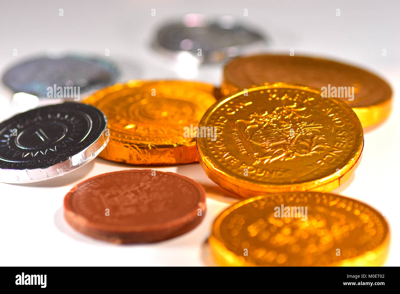 Chocolate money Stock Photo