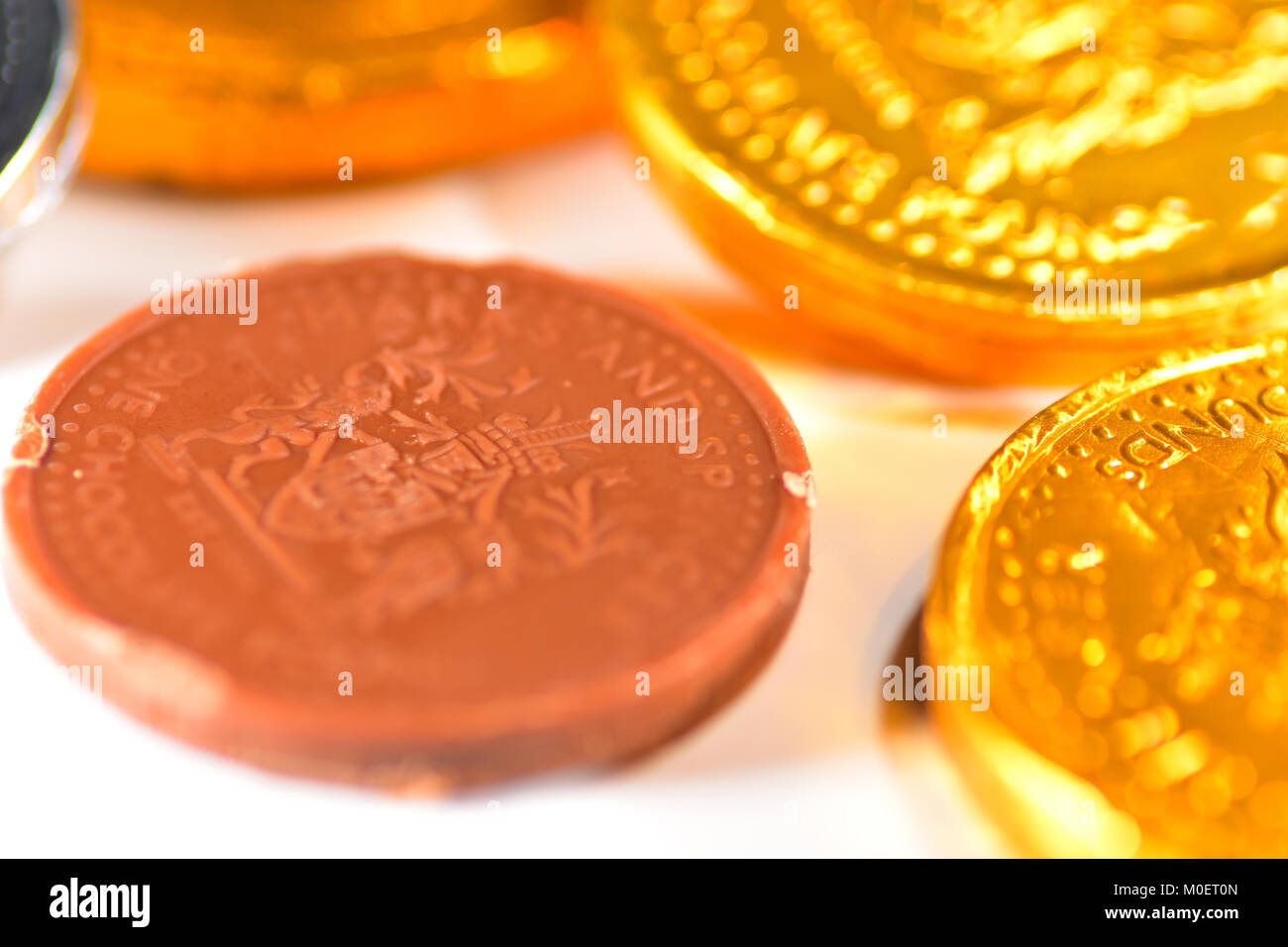 Chocolate money Stock Photo