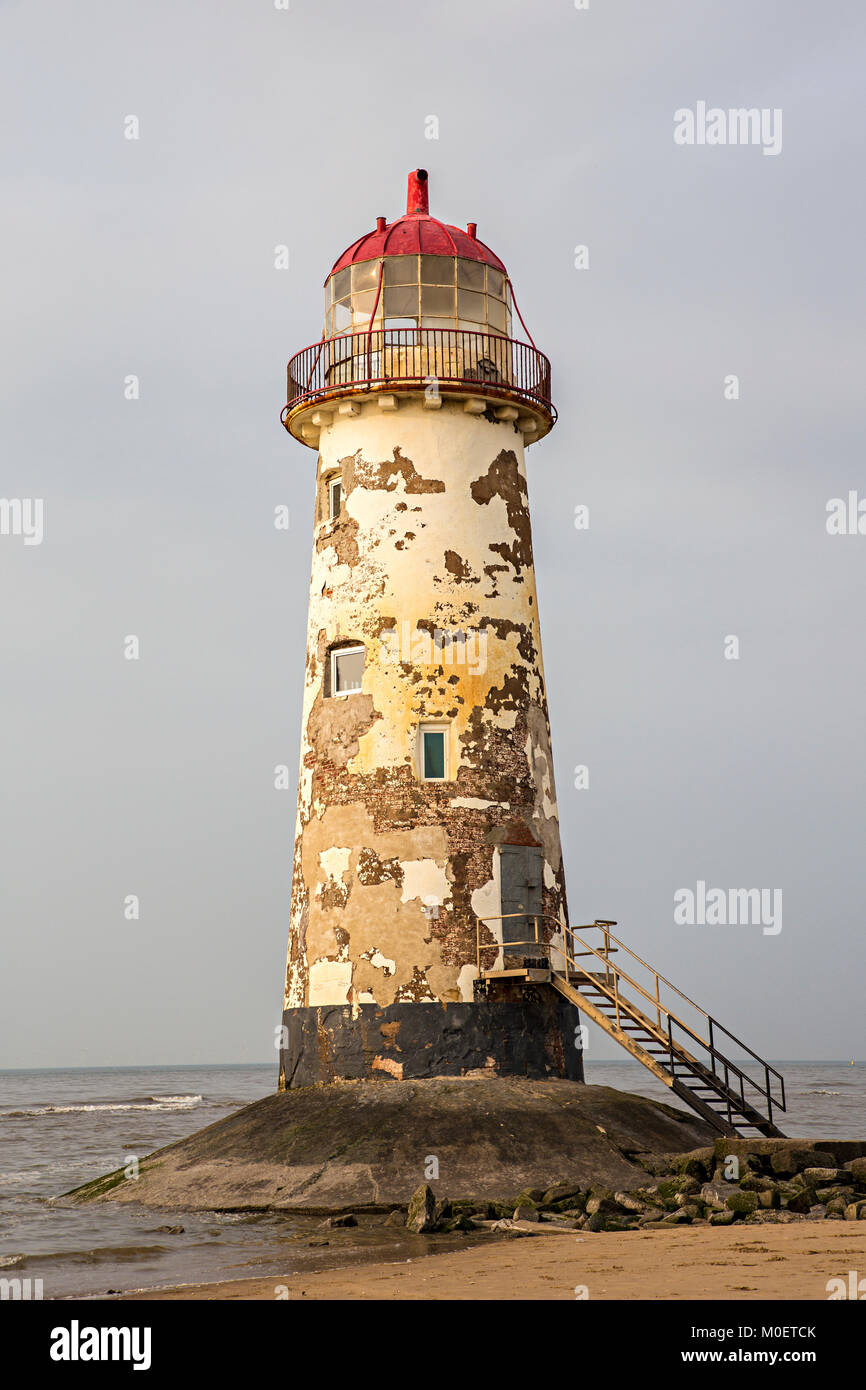 Lighthouse, Point of Ayr, Flintshire, Wales, UK, the northernmost point in Wales Stock Photo