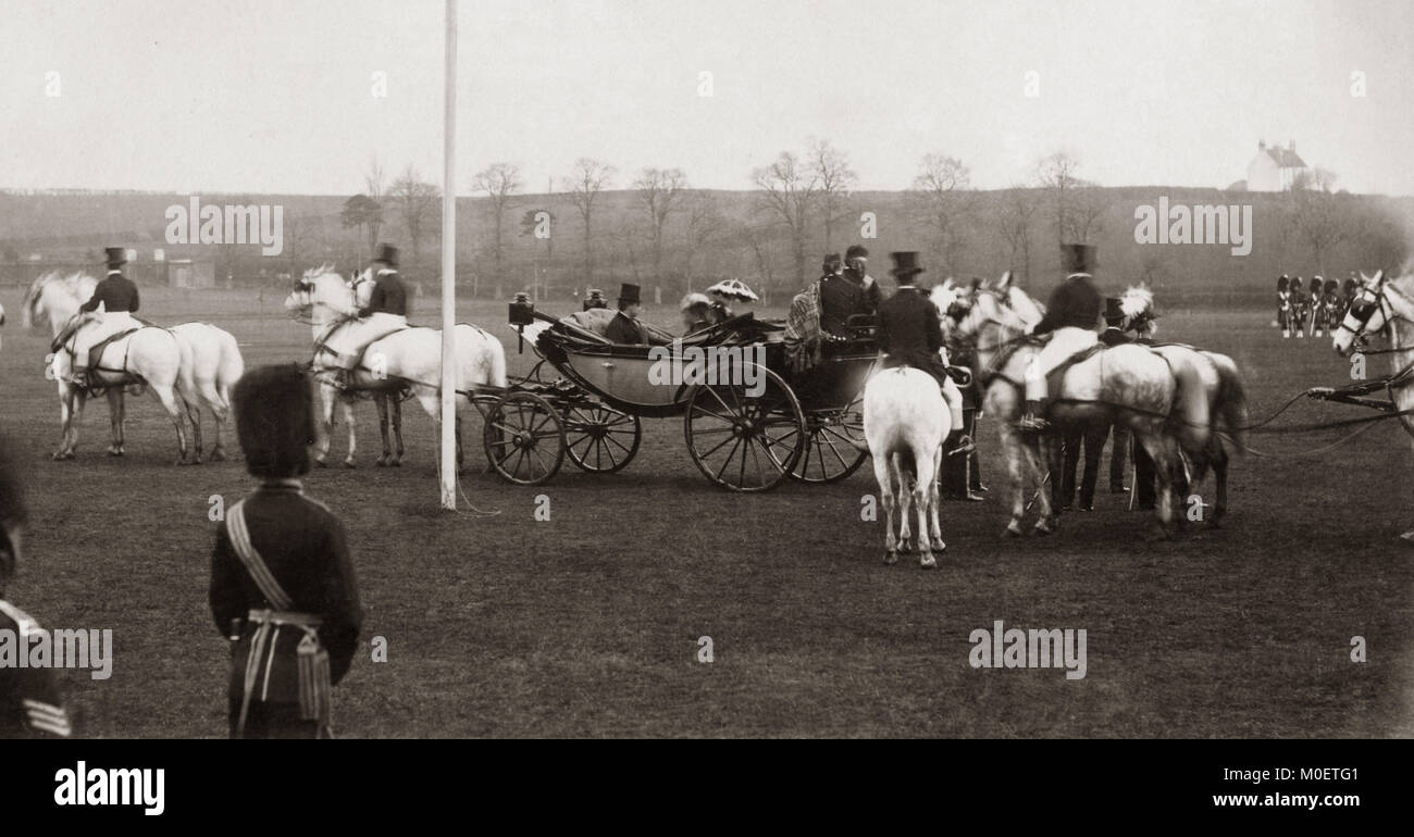 Queen Victoria, inspecting troops, Scotland, 1873 Stock Photo