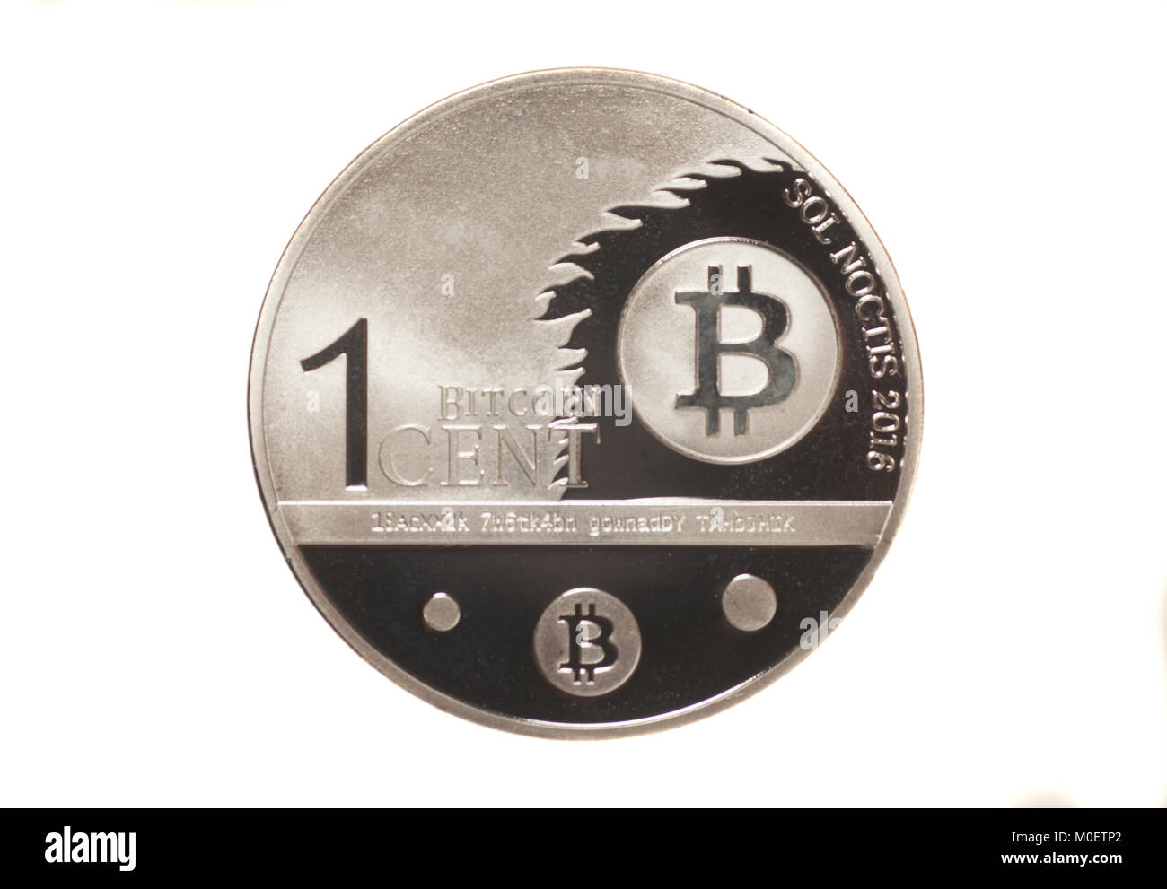 One cent bitcoin crypto currency isolated on white Stock Photo - Alamy