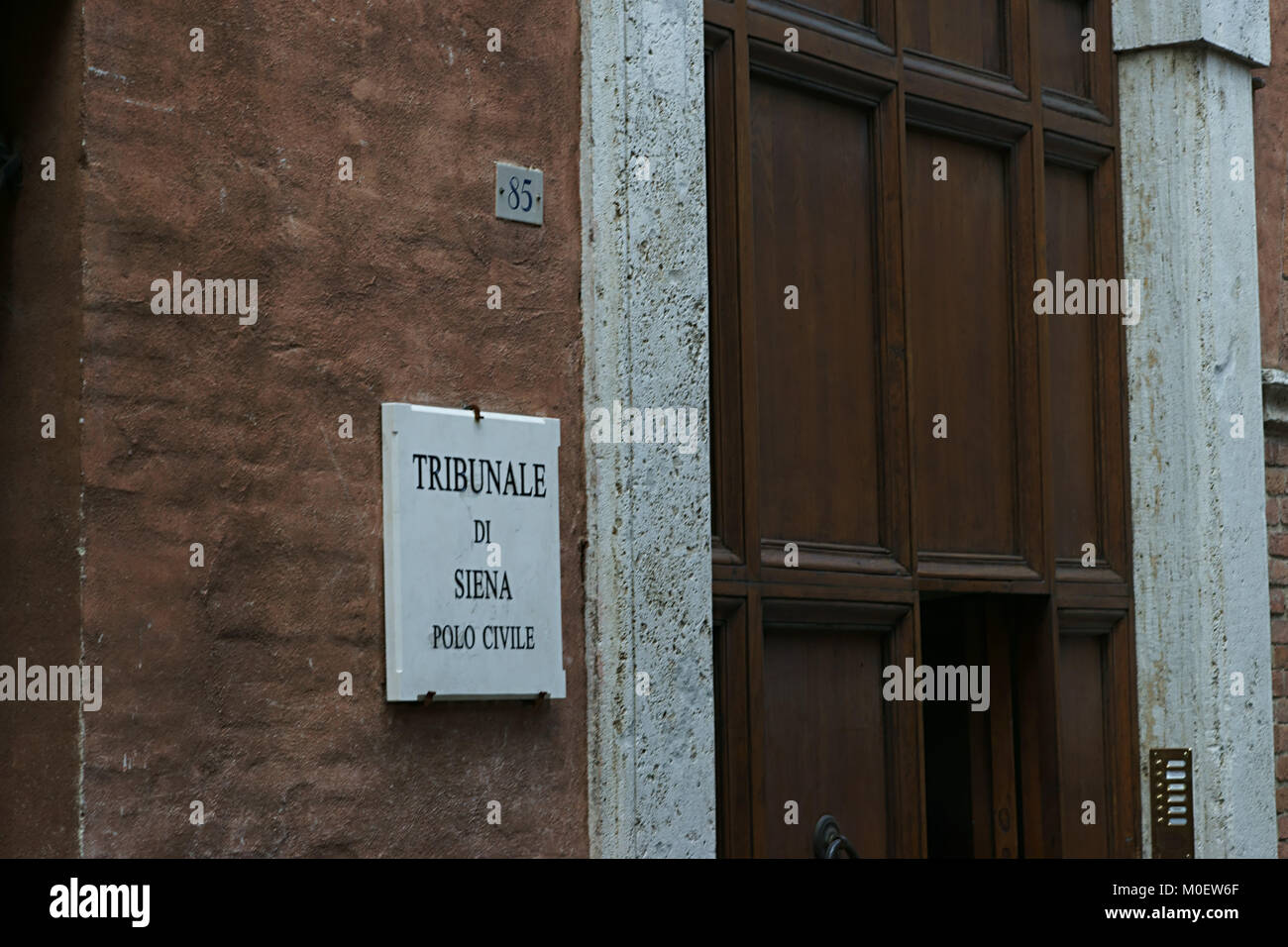 Entrance of civil court of Siena, Italy Stock Photo
