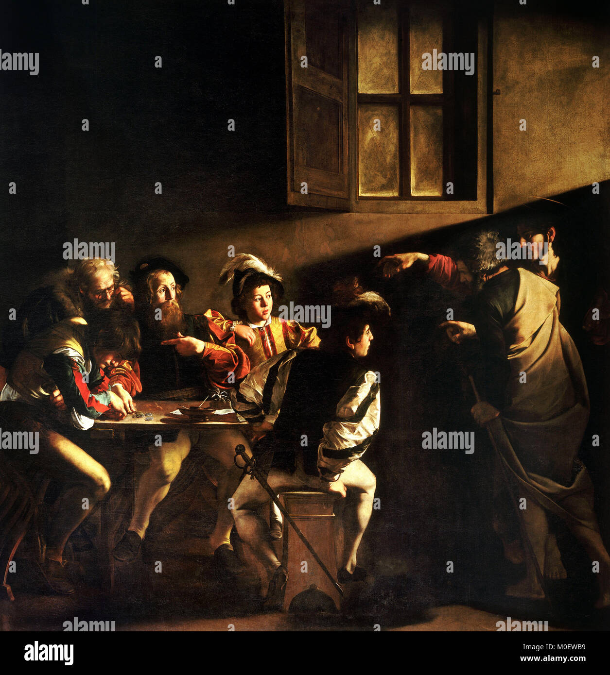 The Calling of Saint Matthew - Michelangelo Merisi da Caravaggio, circa 1600 Stock Photo