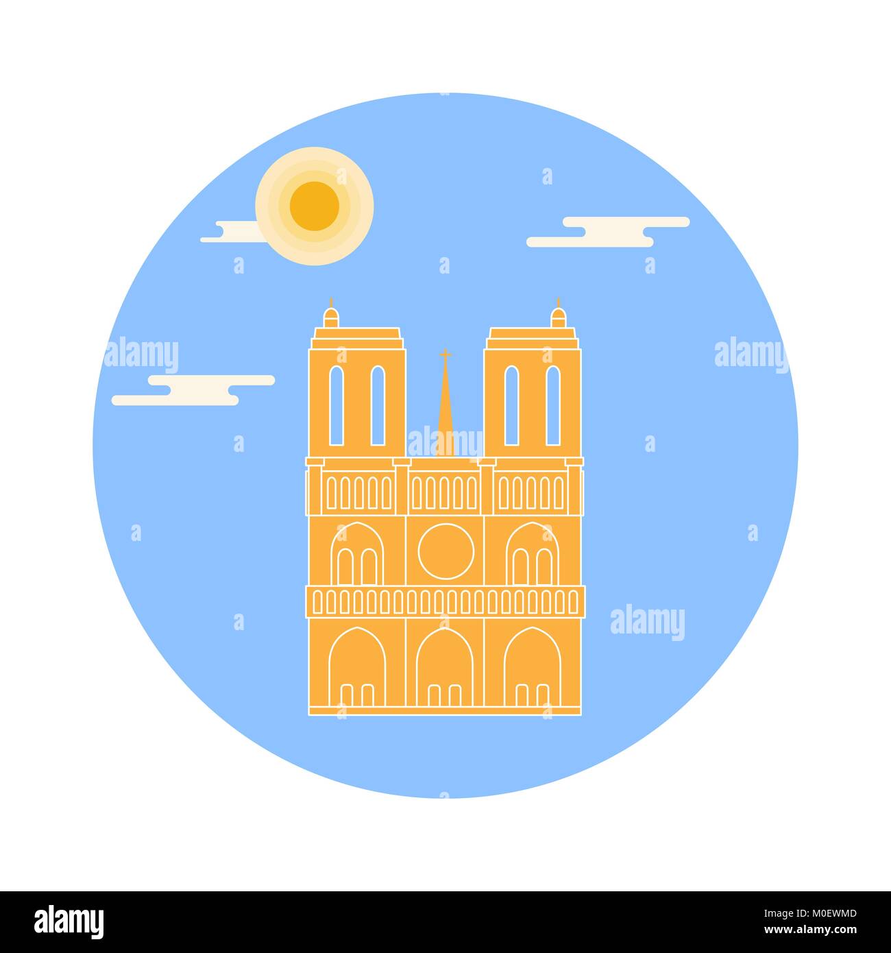 Famous cathedral of Paris. Symbol and landmark. Design for banner, poster or print. Stock Vector