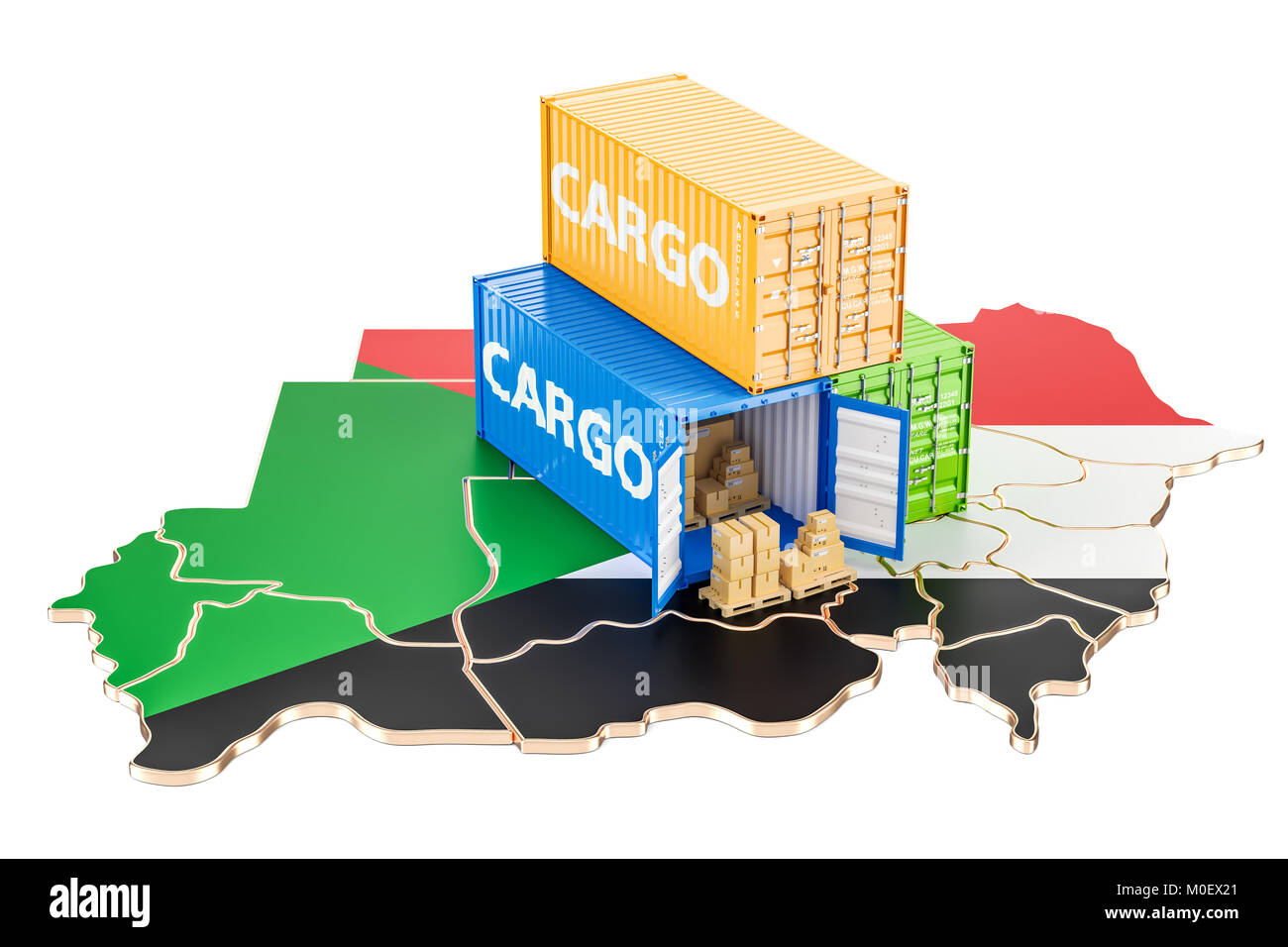 Cargo Shipping and Delivery from Sudan isolated on white background