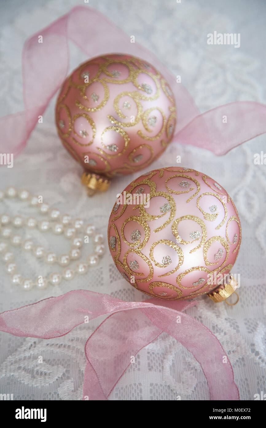 Pink Victorian Christmas Ornaments 