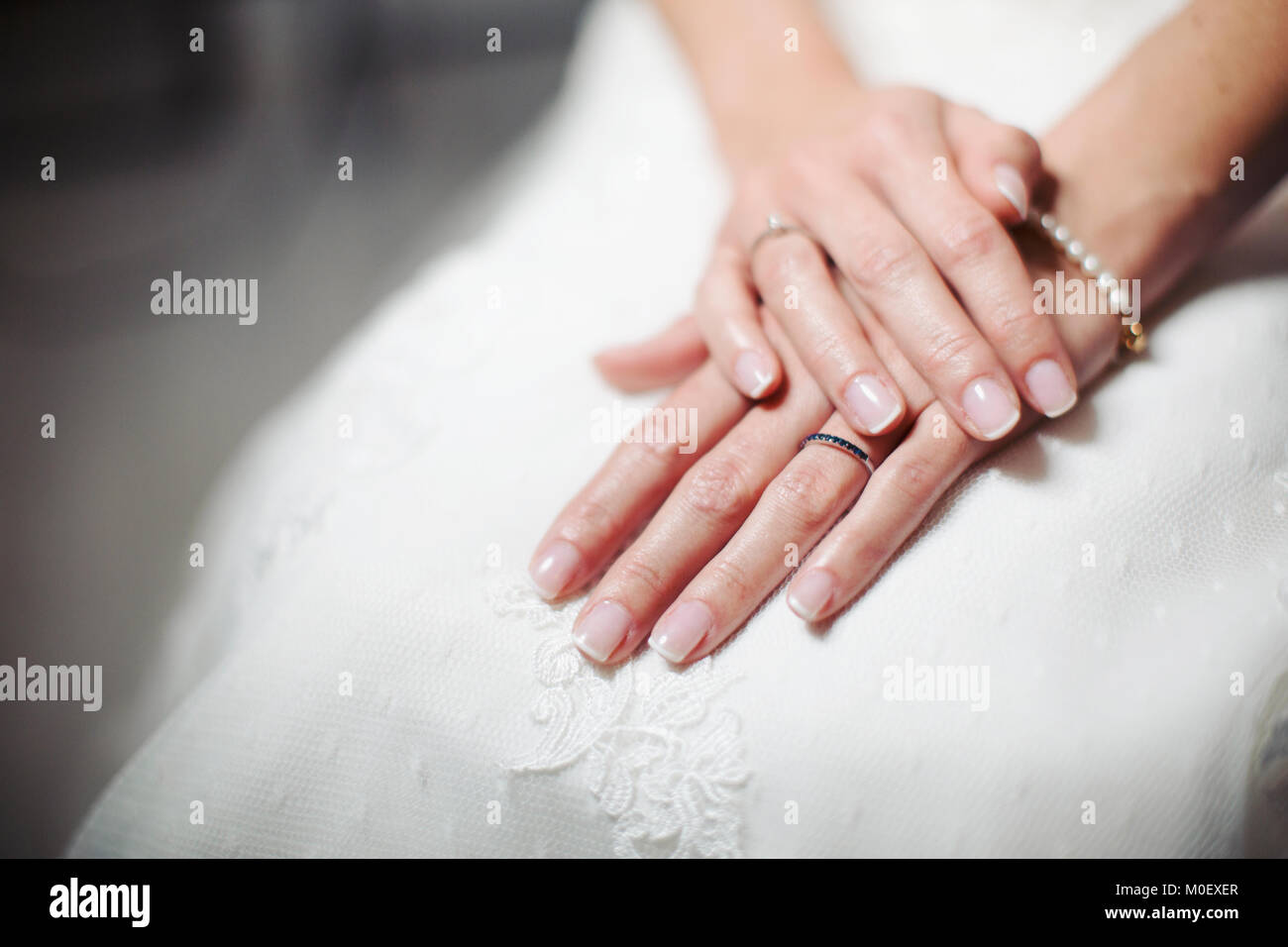 Close-up of a bride's hands Stock Photo