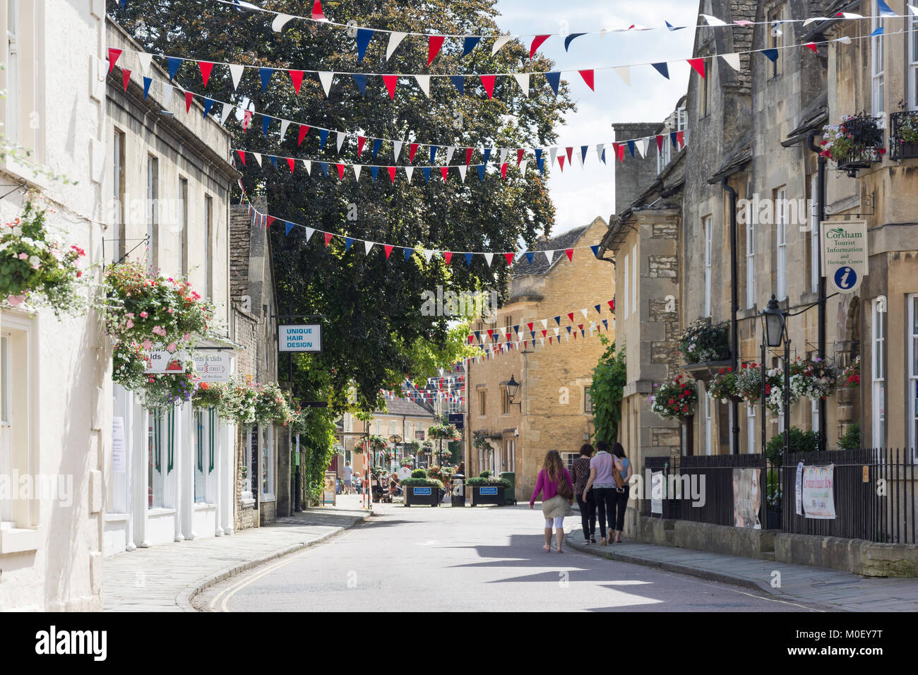 High street corsham wiltshire town centre bunting shops shopping hires