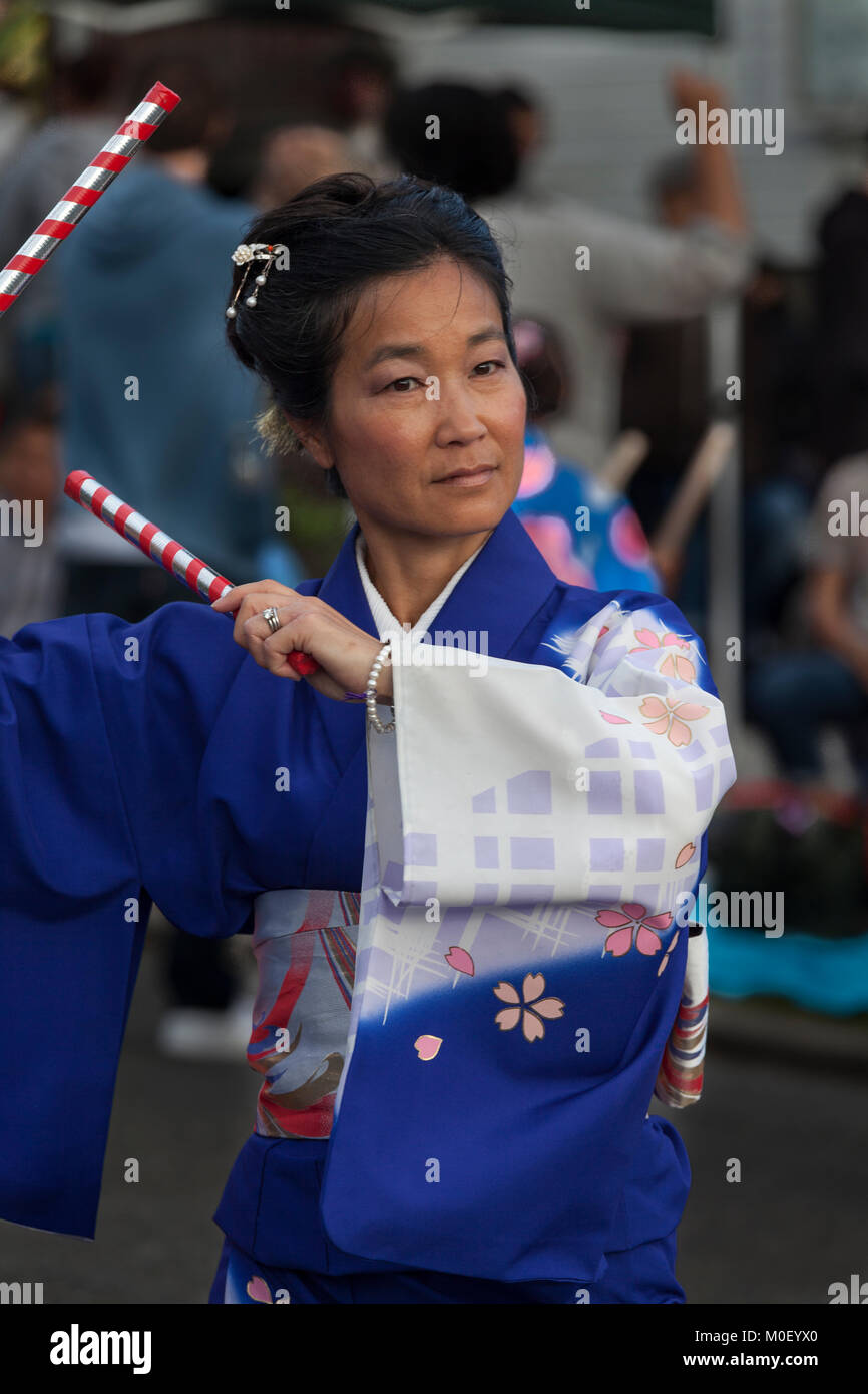 A participant in a Bon Odori festival Stock Photo