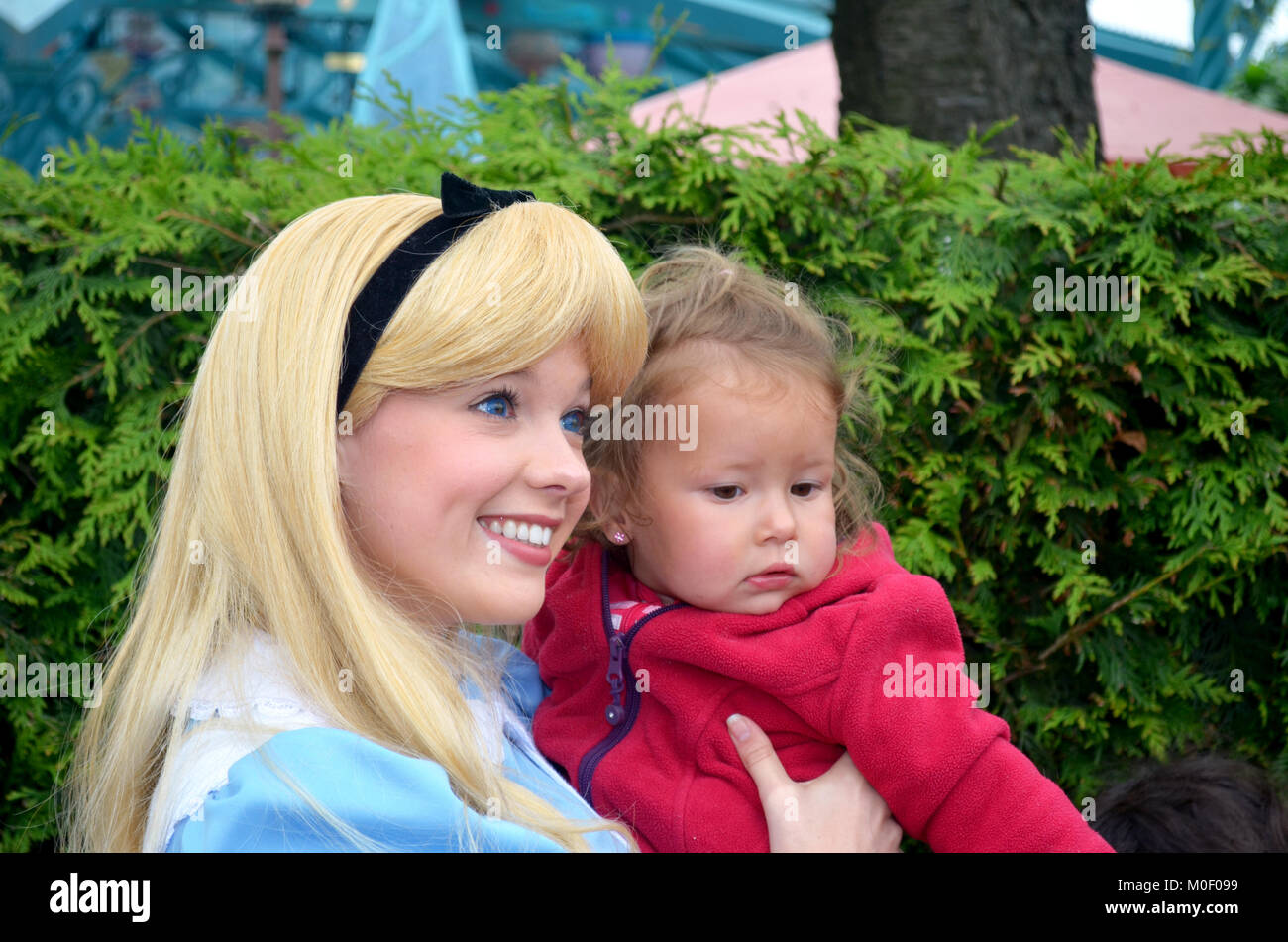 Paris - France, Circa June 2013. This image was taken in the Euro Disney resort.  Alice in Wonderland was one of the many characters Stock Photo