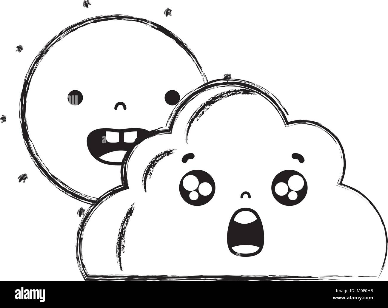 figure happy sun and surprised cloud kawaii Stock Vector Image & Art ...