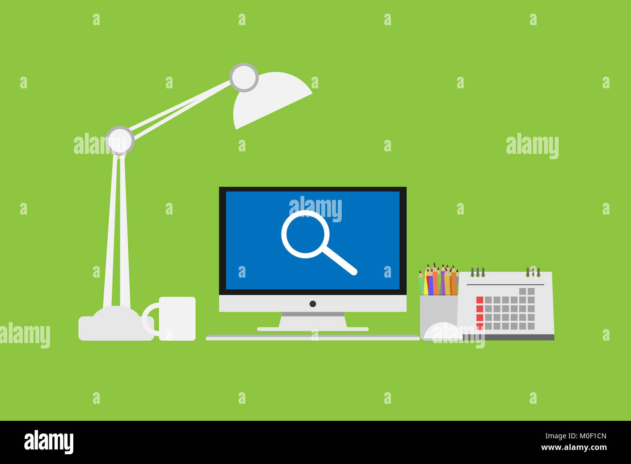 Magnifier icon on Computer Monitor Vector monitor display Stock Photo ...