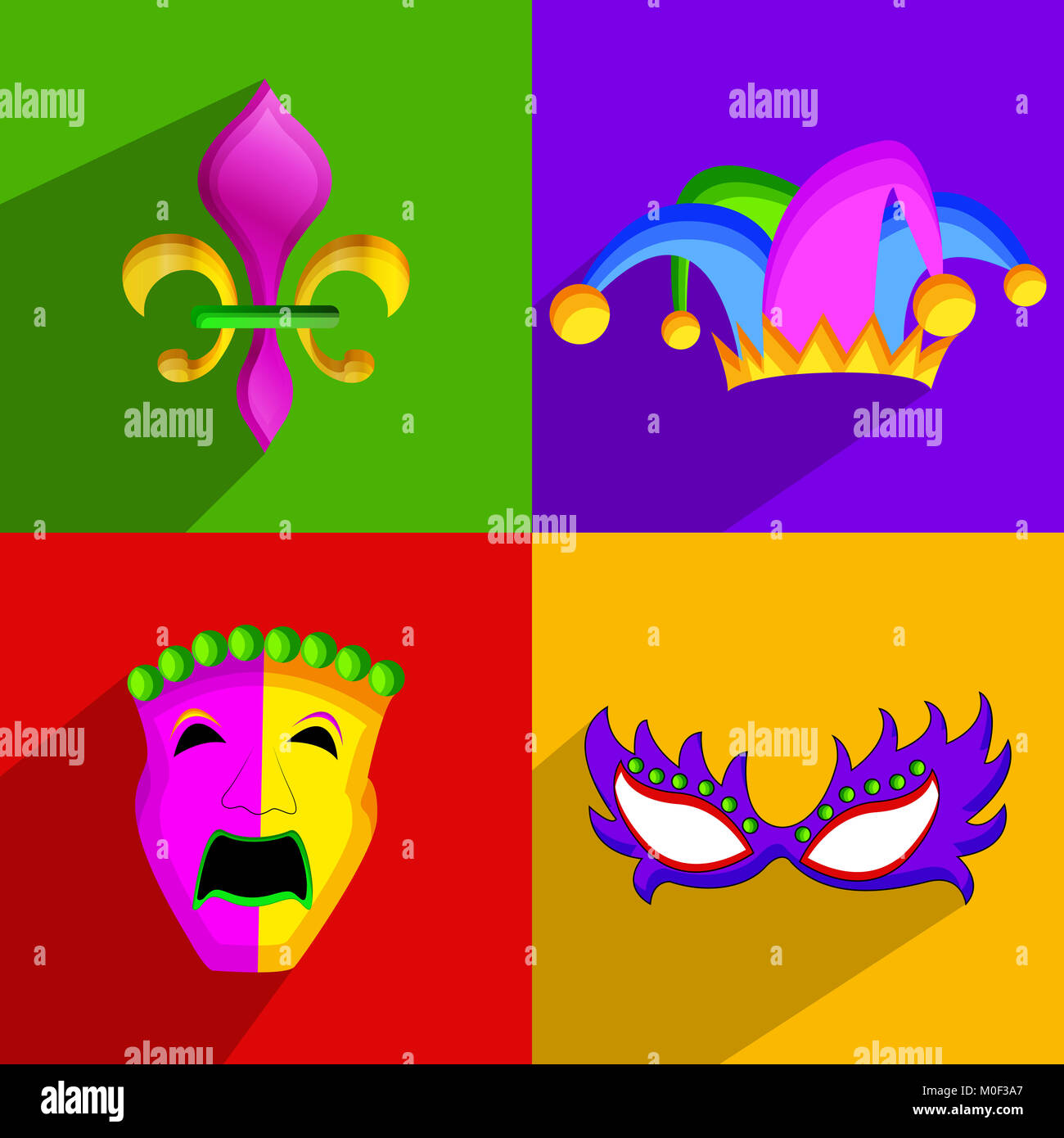 illustration of elements of Mardi Gras Carnival background Stock Photo ...