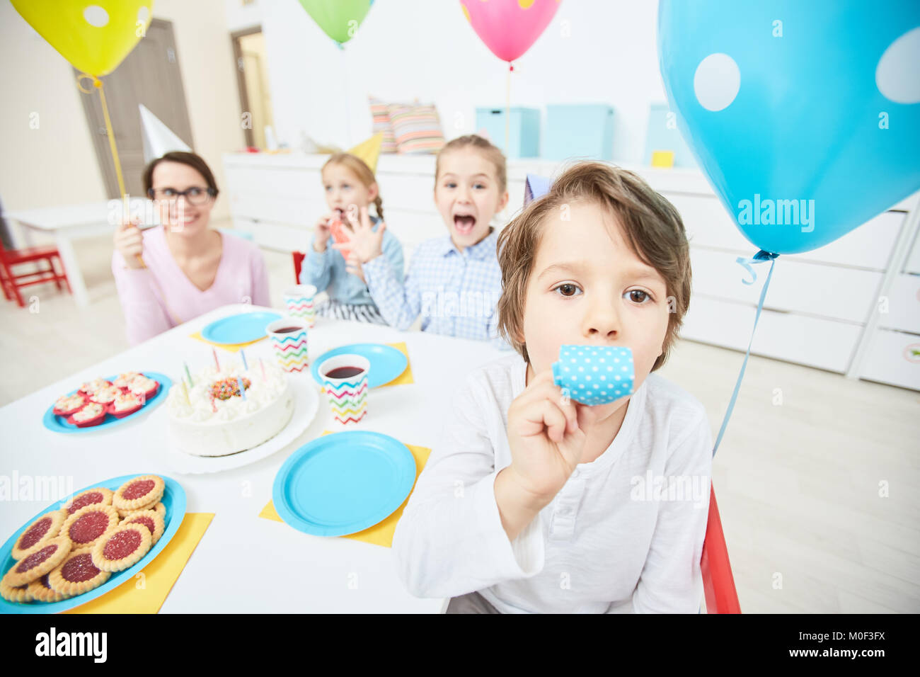 Blowing whistle Stock Photo Alamy