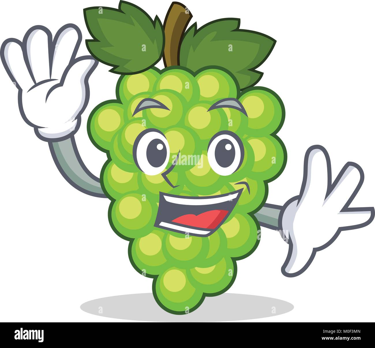 Waving green grapes character cartoon Stock Vector