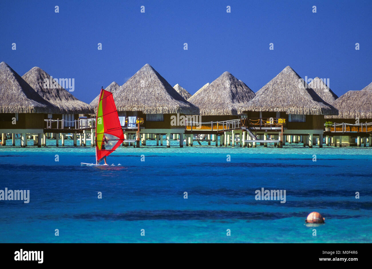 Bora Bora is in the Leeward group of islands in French Polynesia, 230km  from the capital Papeete, and known for pastel blue waters and 5-star  resorts Stock Photo - Alamy