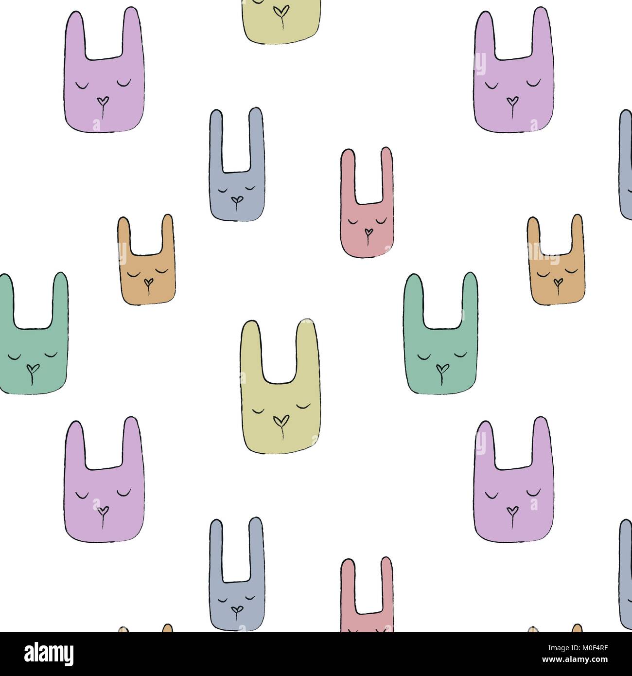 Dreamy Bunnies Seamless Hand Drawn Background Pattern Stock Vector ...
