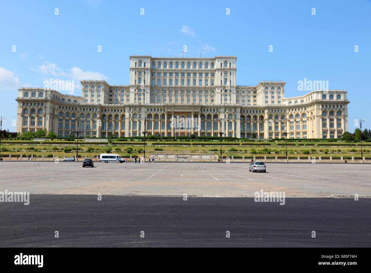 Bucharest, capital city of Romania. Palace of the Parliament (Romanian: Palatul Parlamentului). Stock Photo