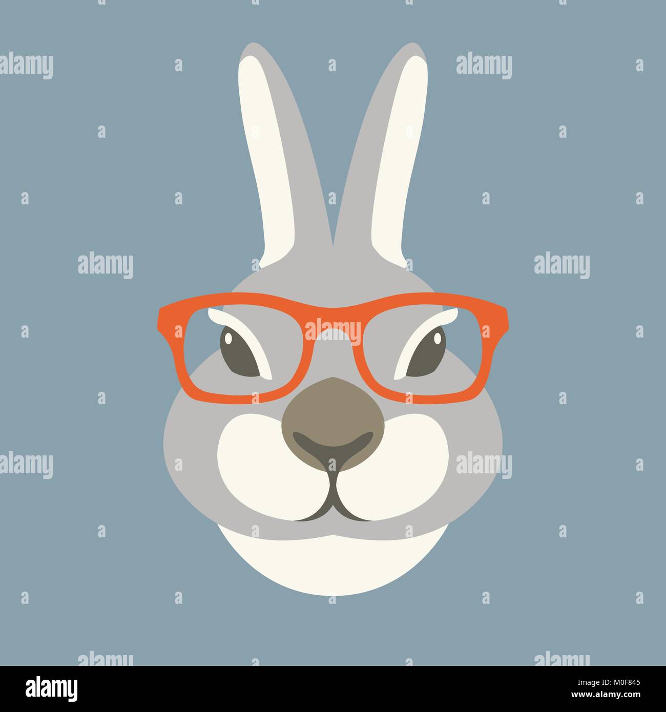 rabbit face head in glasses vector illustration flat style Stock Vector