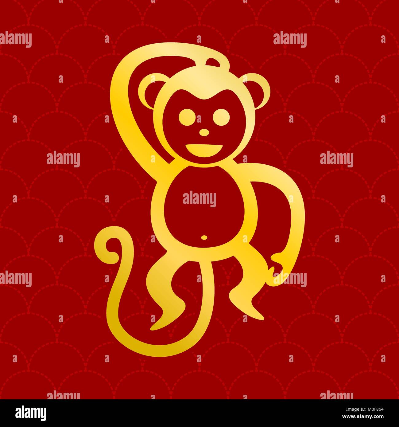 Golden Monkey Red Background Vector Graphic Design Stock Vector