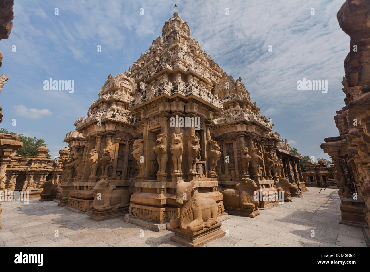 India, Tamil Nadu, Kanchipuram, Kanchi Kailasanathar Temple Stock Photo