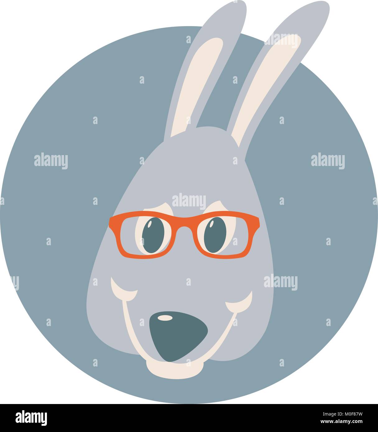 rabbit face head in glasses vector illustration flat style Stock Vector
