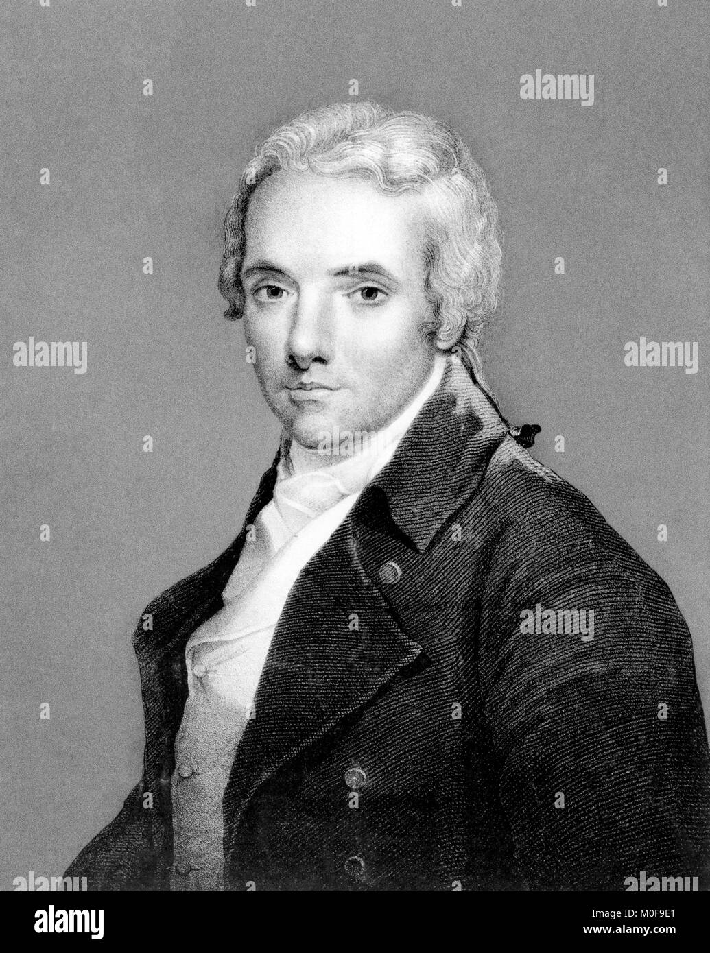 William Wilberforce (1759-1833), an English politician, philanthropist, and a leader of the movement to abolish the slave trade. An 1884 lithograph from an R A Russell painting. Stock Photo