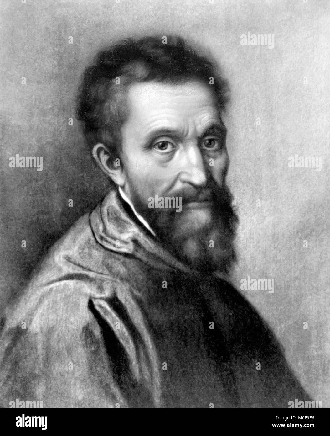 Michelangelo. Portrait of Michelangelo di Lodovico Buonarroti Simoni (1475-1564) Stock Photo