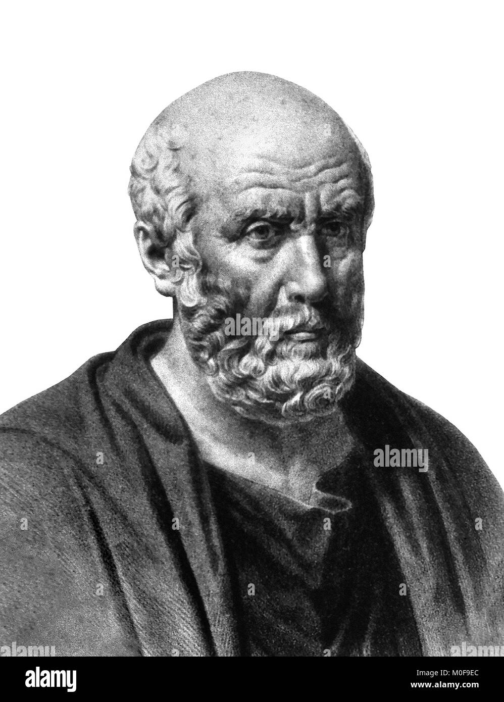 Hippocrates (c.460-370 BC). Undated French lithograph by Vigneron. Stock Photo