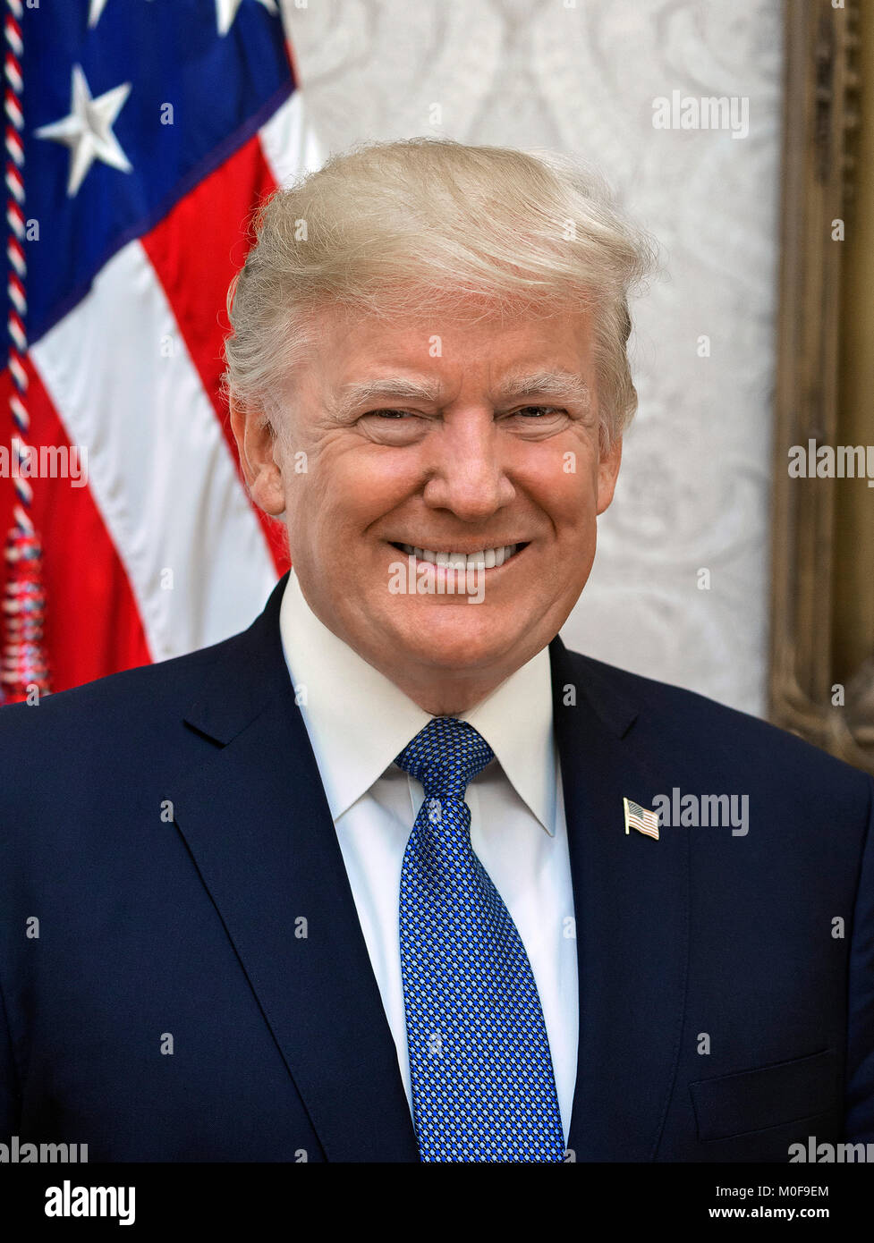 Donald Trump (1946- ). Official White House portrait of the 45th President of the United States, 2017. Stock Photo