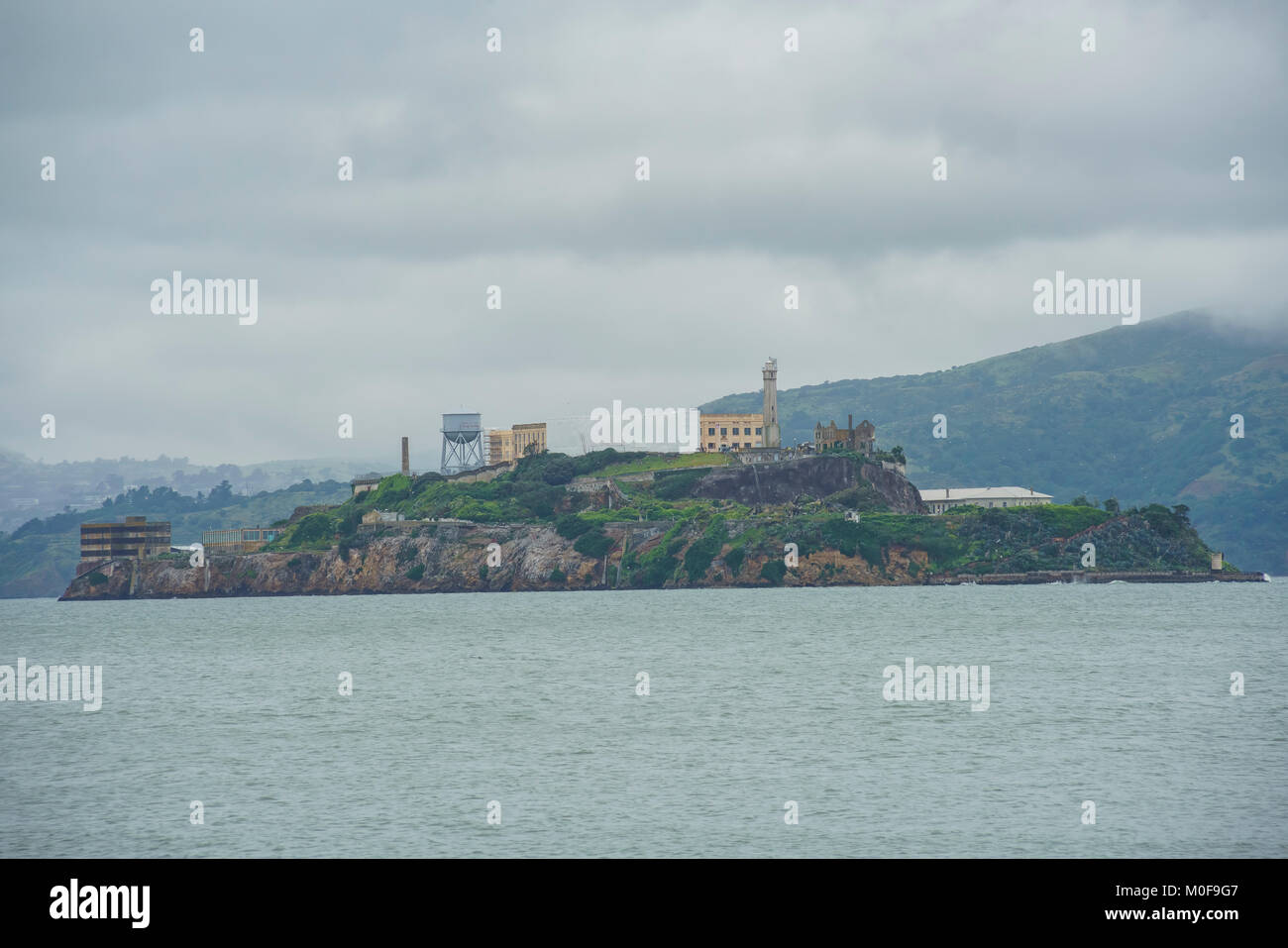 The famous Alcatraz Island in a cloudy day, San Francisco, California Stock Photo