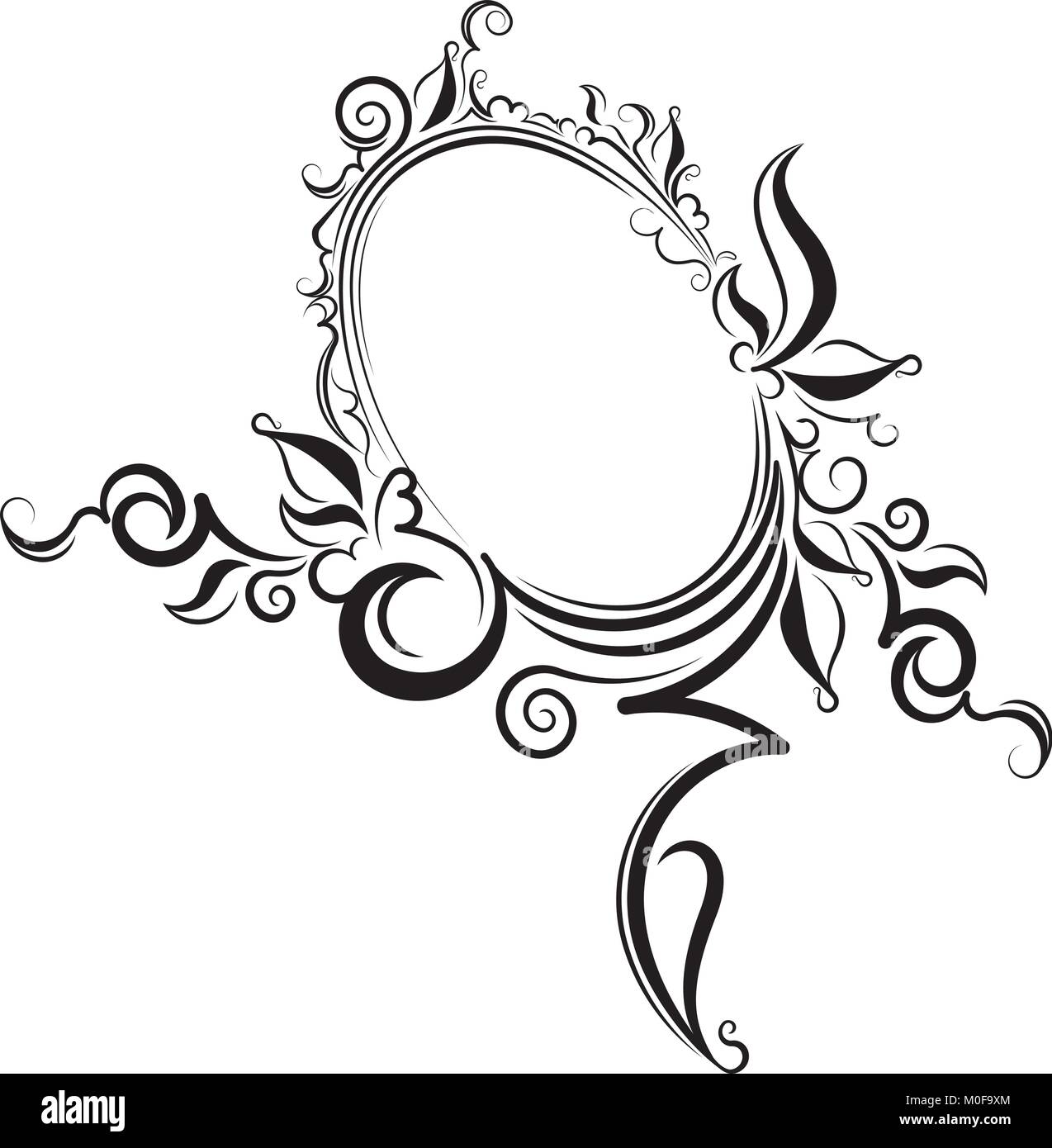 Rich decorated vintage oval frame with blank space for text. May be