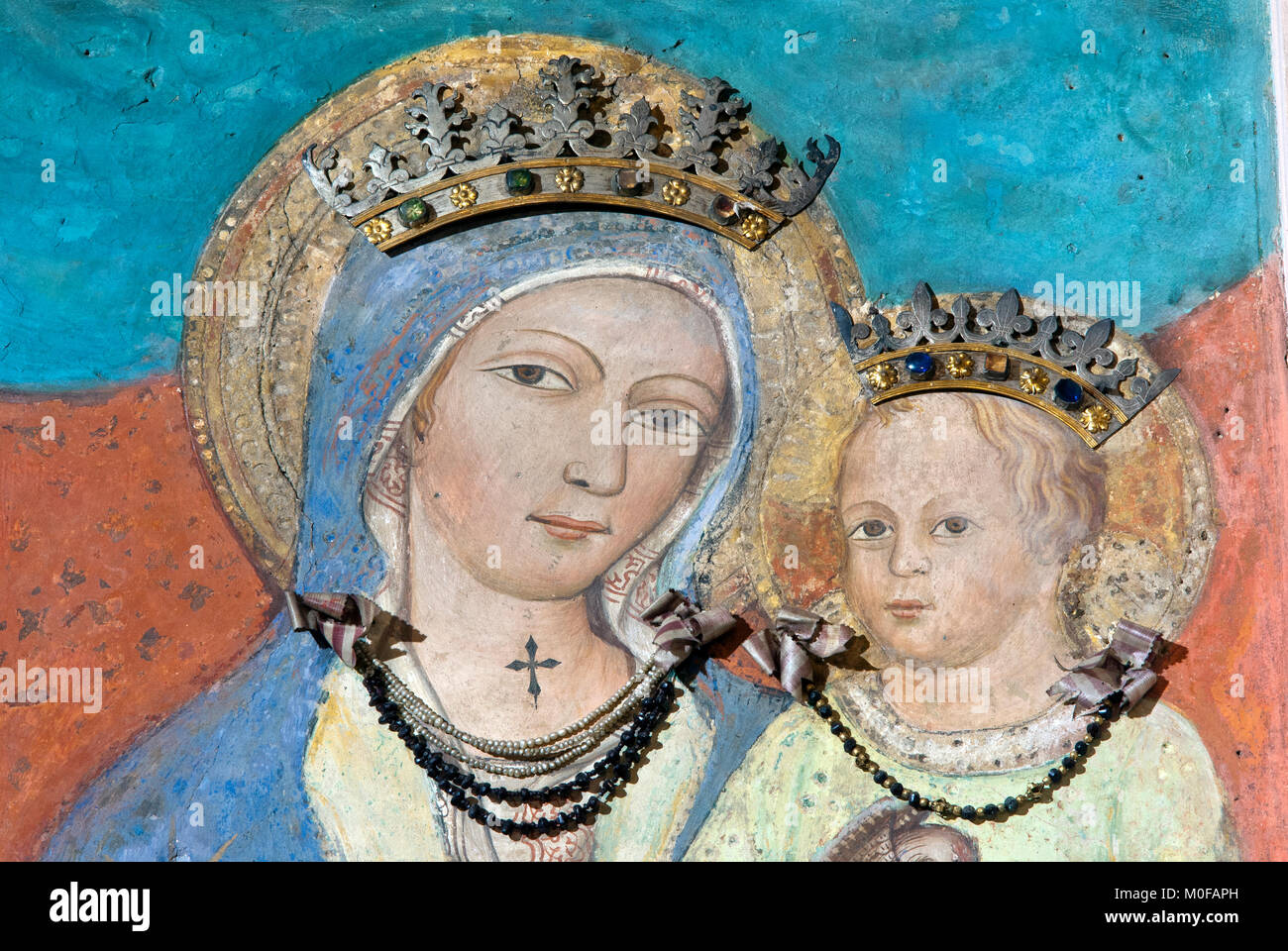 Painting 'Madonna and Child' in the Church of Madonna della Crocetta, Piegaro, Umbria, Italy Stock Photo