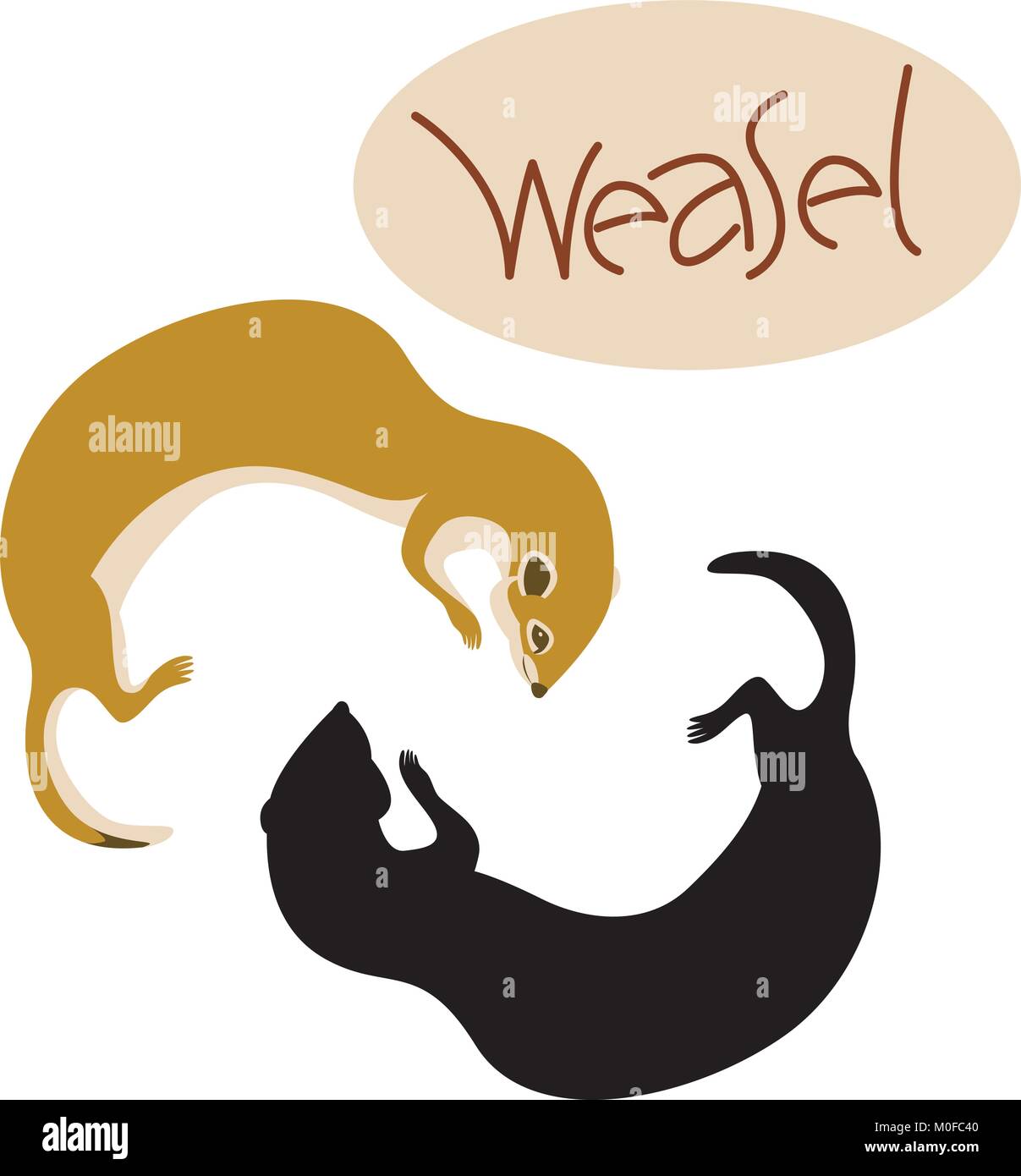 weasel vector illustration flat style profile side black silhouette Stock Vector