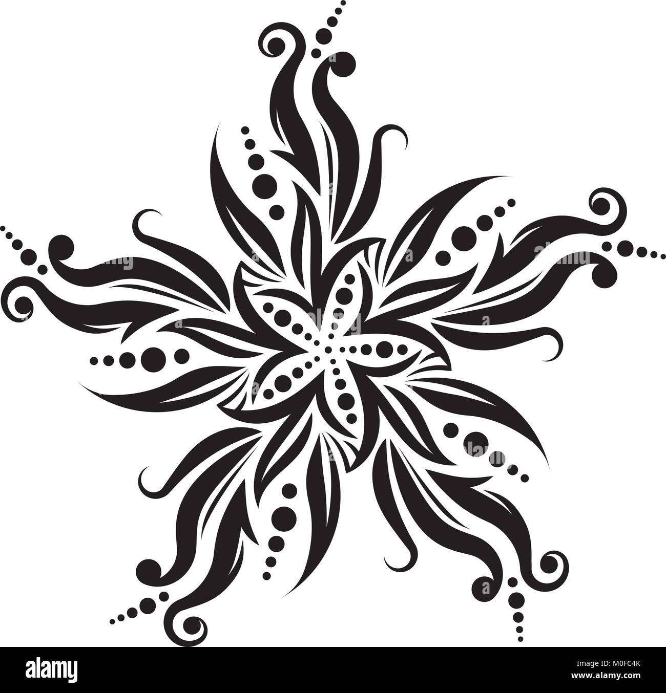 Abstract vector black lace design - five-finger mandala, ethnic decorative element. tattoo. Stock Vector