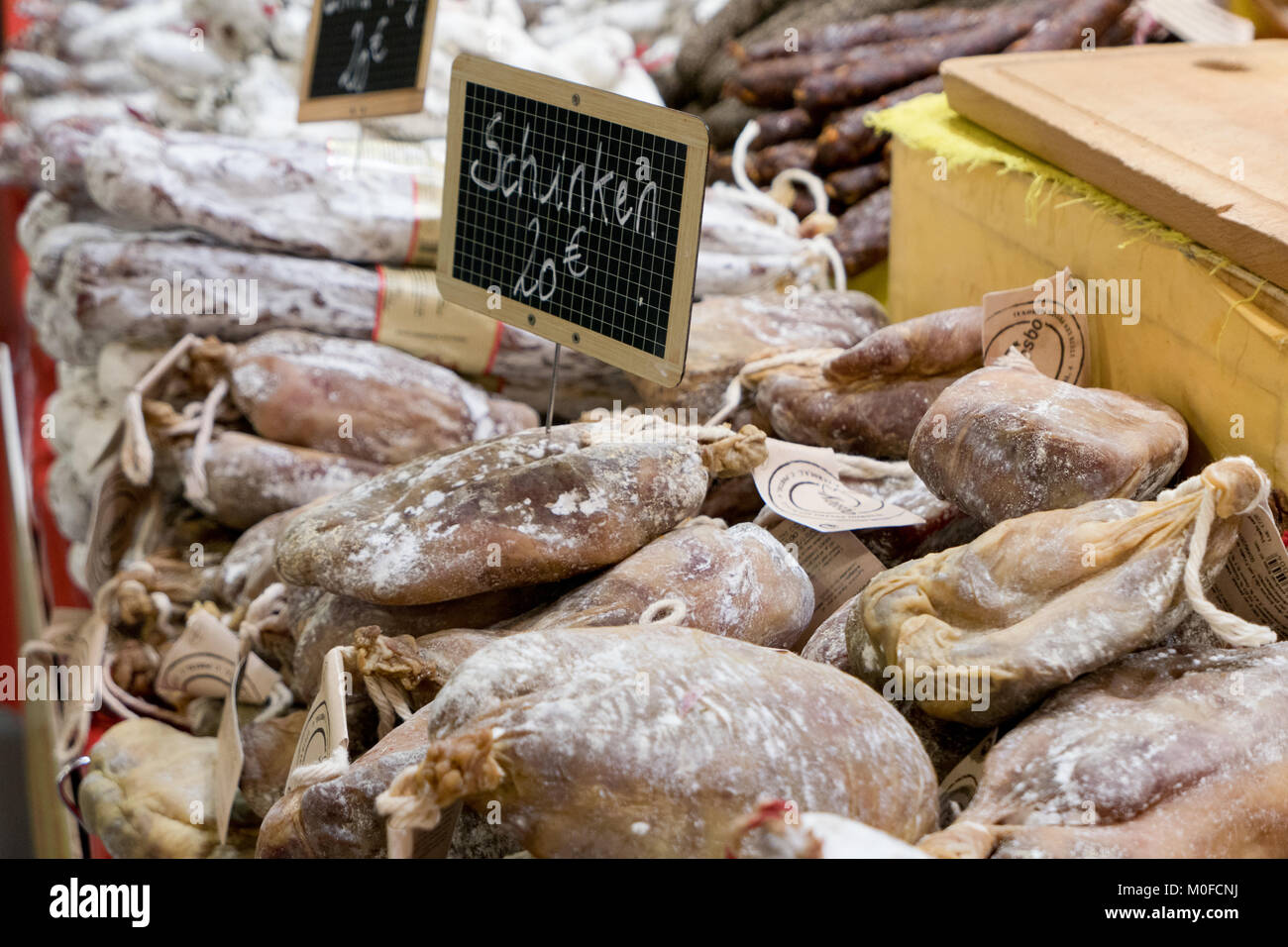 ham at market place Stock Photo Alamy