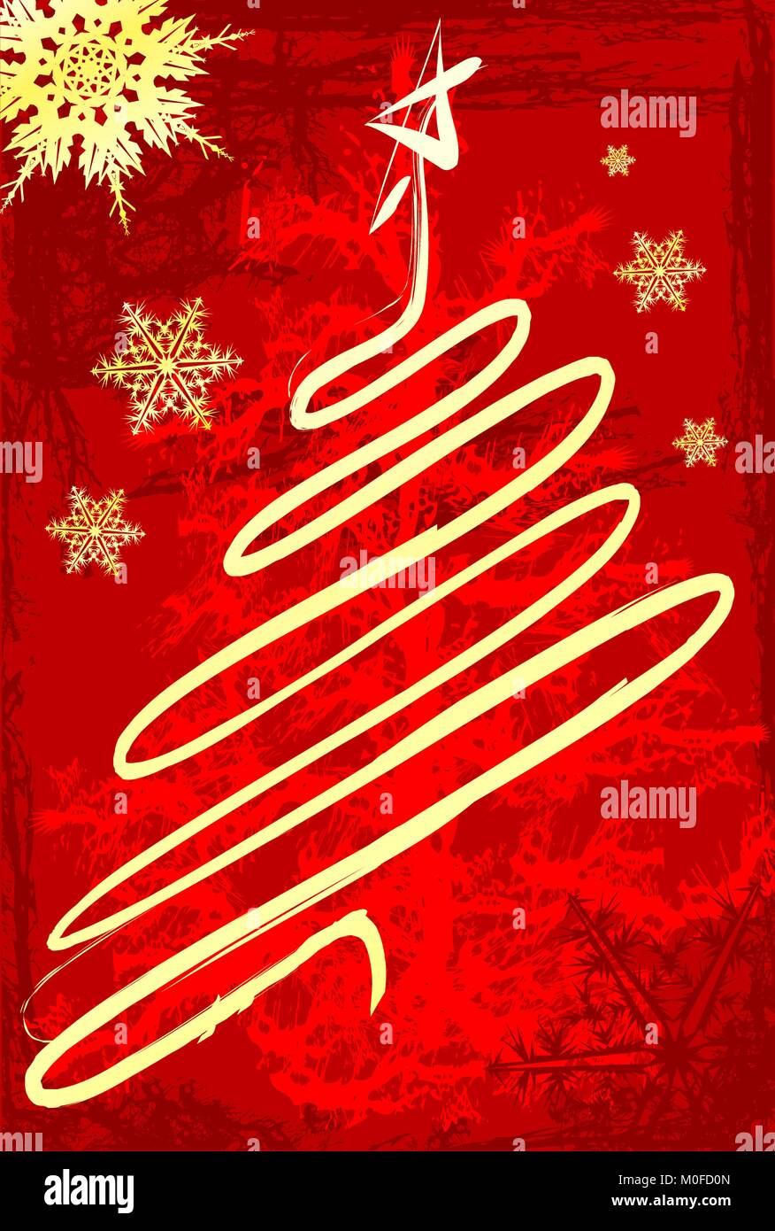 Christmas tree red background with snowflakes Stock Vector Image & Art ...