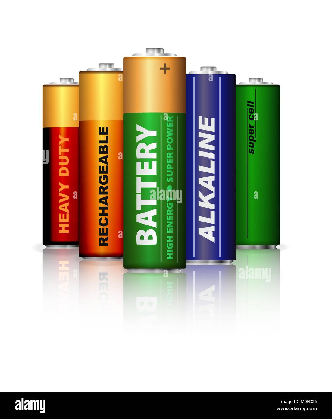 Set of AA batteries isolated on white Stock Vector Image & Art Alamy