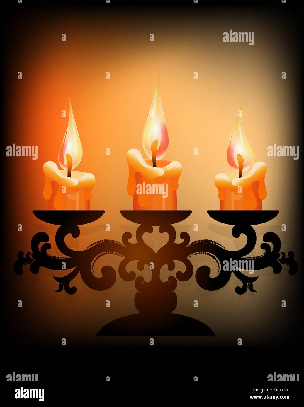 Three burning candles on dark background Stock Vector Image & Art - Alamy