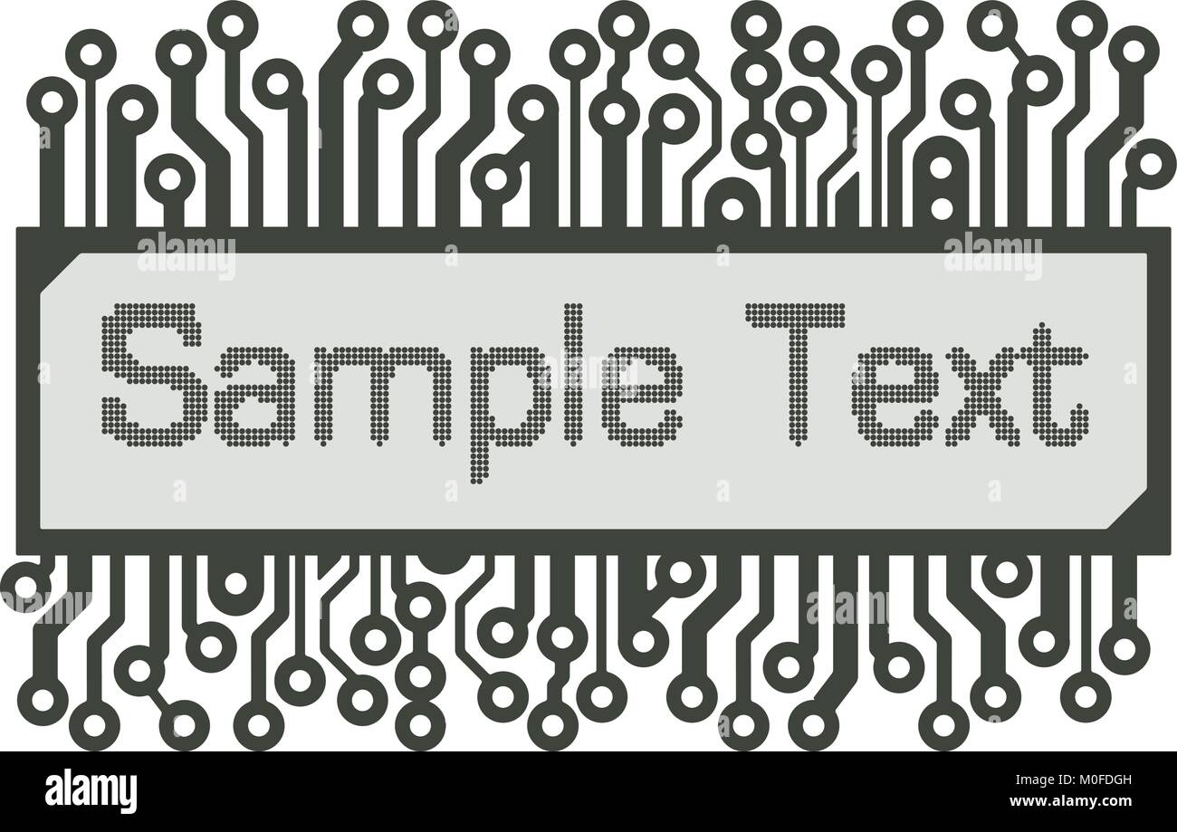 Abstract vector design in the style of the PCB or LCD-indicator with space for text Stock Vector