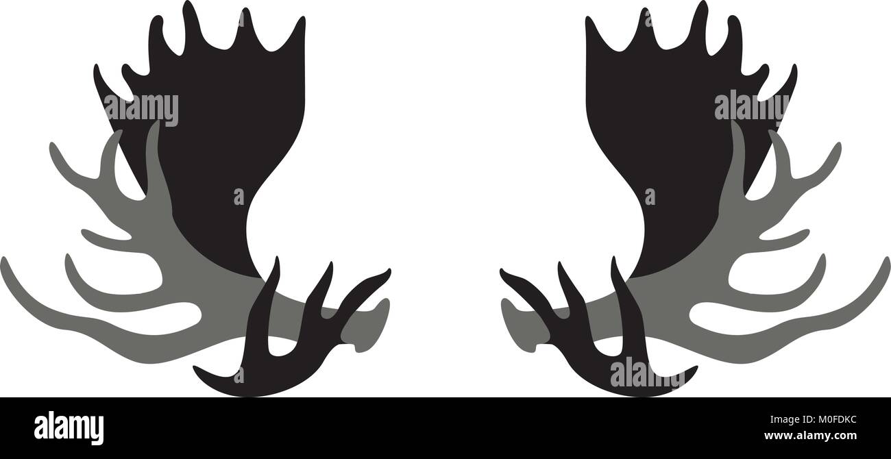 moose horns vector illustration flat style front side Stock Vector