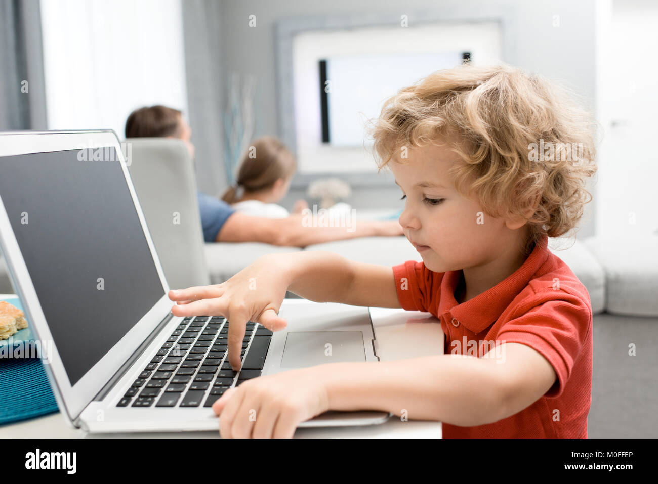 Portrait of Curious Little Boy Stock Photo