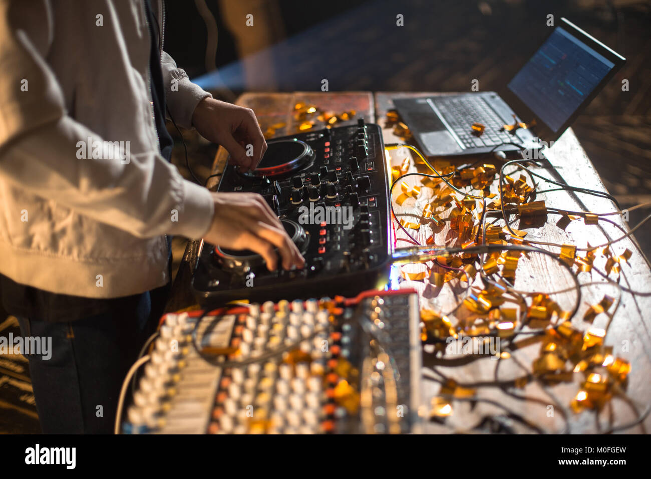 DJ Playing Music in Club Stock Photo Alamy