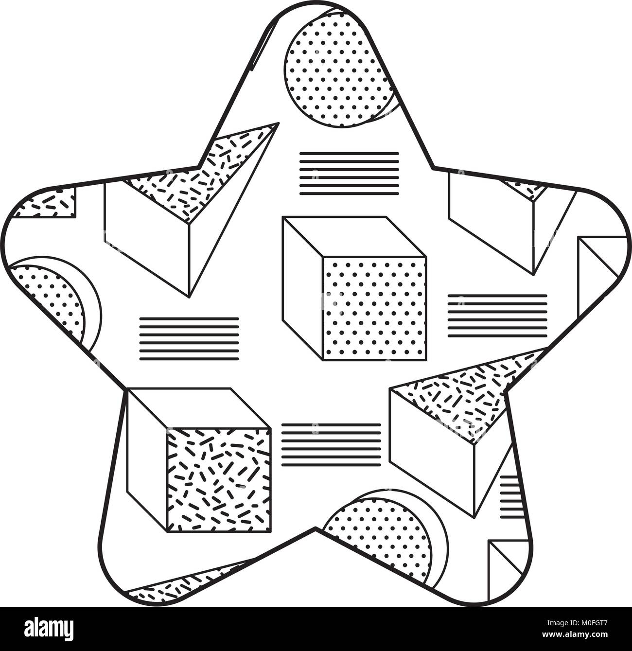 pattern shape star with geometric memphis style Stock Vector Image ...